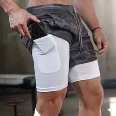 Shorts Quick Dry Camo Running para homens, esportes de ginástica, treino, fitness, jogging, calças curtas, verão, 2 em 1 na internet