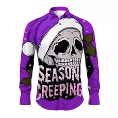 Camisa Masculina Manga Longa de Natal, Estampada em 3D, Papai Noel, Festival, Festa, Roupa Casual, Venda Quente - comprar online