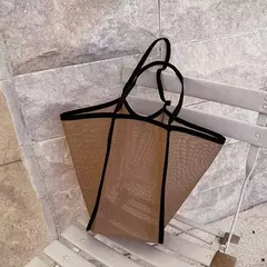 Bolsa de malha de grande capacidade feminina, pacote viagem praia, bolsa de ombro única, bolsa feminina, design Hollow Out, moda