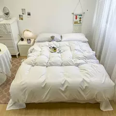 Soft lavado algodão roupa de cama Set, Duvet Cover, fronha e lençol, Home Bedclothes, cama preta