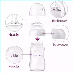 Imagem do Garrafa de bebê anti-inchaço, Material PP de grau alimentício do bebê, Mamilo de silicone de leite materno, BPA Free, 150ml, 250ml