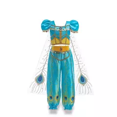 Michella moda meninas teal-azul princesa jasmim cosplay vestido de halloween vestido de festa de aniversário - loja online