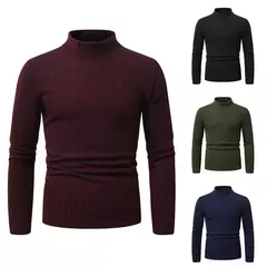 Pulôveres masculinos de malha com pescoço simulado, macacões quentes, moletom casual, casacos luxuosos, pull suéteres, outono, 2022 - comprar online