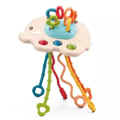 Desenvolvimento De Silicone Chocalho Teether Brinquedos, Montessori, Puxar Cordas Jogos, 1 Ano Brinquedos De Dentição Para Bebês, 6 12 Meses - loja online
