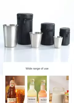 Copos portáteis de aço inoxidável, Mini Set, ao ar livre, prático, viagens, uísque, copos, cozinha, jantar, bar, casa, 30ml, 170ml na internet