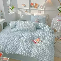 Soft Bubble Grid Imprimir Bedding Set, Confortável Duvet Cover Set sem Núcleo, 1 * Capa de Edredão + 2 Fronha, 3PCs