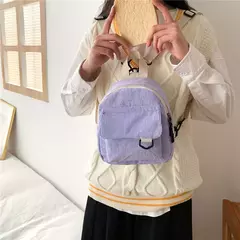 Mini mochila feminina, mochila escolar de veludo simples pequena, grande capacidade, mochila feminina durável, monocromática, casual, viajando, moda na internet