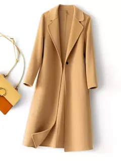 2023 elegante simples casaco feminino outono e inverno novo um botão pura lã reversível casaco de lã longo selvagem top das mulheres