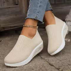 Mulas de plataforma ortopédicas antiderrapantes para mulheres, sapatos de caminhada, sapatos de caminhada, cunha respirável, sapatilhas femininas, sapatilhas femininas