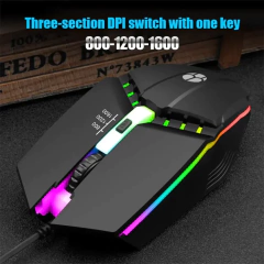 X3 usb com fio coumpter mouse para jogos colorido brilhante ergonômico mouse para jogos 4 botões 800-1600dpi led gamer ratos para computador portátil