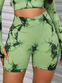 Tie Dye Hollow Out Shorts de levantamento de bumbum de cintura alta para mulheres, exercício sexy, ao ar livre e corrida, verão - loja online