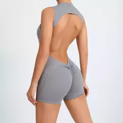 Sem mangas Yoga Vest Set para mulheres, colheita exercício, ginásio, treino, fitness, raspar shorts, macacão ativo, macacão esporte, almofada, 1 peça, 2024 na internet