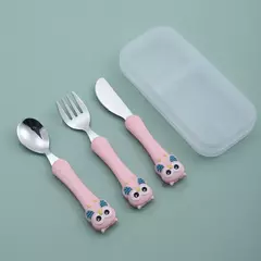 Talheres portáteis de aço inoxidável para crianças, Spoon Forks Box Utensílios de alimentação do bebê Conjunto de talheres para bebês, 3pcs - comprar online