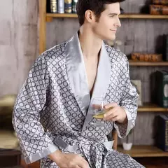 Kimono de cetim dourado roupão de banho masculino, roupão de seda, vestido longo, camisola geométrica do lounge, roupa de dormir plus size XL, 4XL, 5XL - comprar online