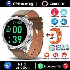 Imagem do Relógio Inteligente de Chamada Bluetooth para Homens, Huawei AMOLED, Tela Grande HD, Frequência Cardíaca, NFC, IP68 Impermeável, GPS, Relógio Esportivo, Novo, 2022