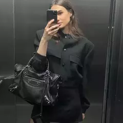 Jaqueta Bomber Cropped feminina, Casaco de manga comprida, Beisebol de botões, Casaco Aviador, Preto, Branco, Outono, Inverno - comprar online