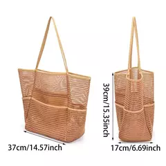Bolsa de praia multi bolsos para toalhas Bolsa de viagem durável Organizador de brinquedos à prova d'água Armazenamento de natação Malha Roupa íntima Verão - Wolf Magazine