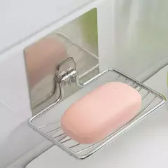 Imagem do 1pc-de aço inoxidável saboneteira punch-livre prego-livre banheiro única camada dreno parede pendurado otário caixa de sabão luz prateleira de luxo