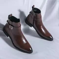 Botas altas de luxo masculinas, botas marrons de motocicleta, moda plataforma, botas masculinas, sapatos de couro casuais, alta qualidade - loja online