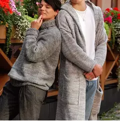 Imagem do Cardigã de malha de algodão manga comprida masculino, suéteres masculinos casuais, monocromáticos, outwear justo, capuz quente, outono, inverno, novo, moda, 2024