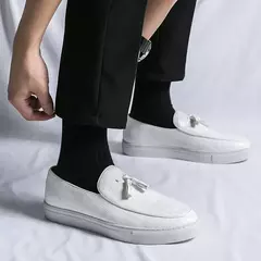 Imagem do Sapatos casuais de couro de verão sapatos de escritório para homens de condução mocassins confortáveis deslizamento em sapatos de moda de festa