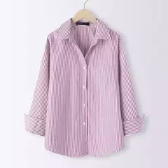 ZANZEA-Blusa feminina listrada de manga comprida, tops de túnica com botões, camisas elegantes, casual e elegante, verão, 2023