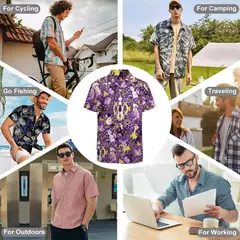 Camiseta havaiana masculina de manga curta, estampa de ovelha 3D, roupas de praia soltas, camisas grandes, verão - loja online