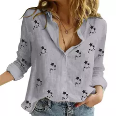 Elegantes camisas de linho de algodão mulheres casuais sólido botão blusas de lapela camisas primavera verão manga longa solta tops túnica blusas - Wolf Magazine