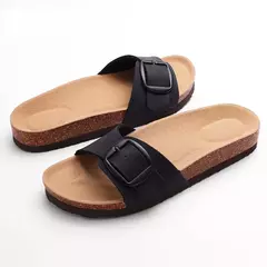 Chinelos Antiderrapantes Kidmi-Camurça para Homens e Mulheres, Mulas Clássicas de Cortiça, Sandálias Fivela Ajustável, Moda Exterior - Wolf Magazine