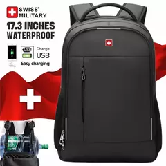 SWISS MILITARY-Mochila impermeável para laptop USB de grande capacidade 17 "para homens, mochila de negócios de moda para escola, mochila