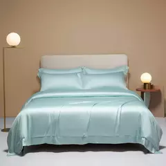 Imagem do Liv-Esthete-Conjunto de cama cinza, capa de edredão, fronha, lençol, colcha, Double King Queen para dormir, 100% seda, Gift Set, verão