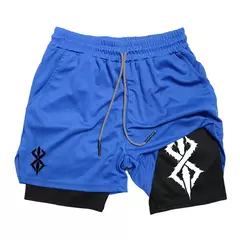 Calções Atléticos Masculinos de Verão, Secagem Rápida, Respirável, Ginásio, Treino, Corrida, Performance, Impressão com Bolso para Celular, 2 em 1 - Wolf Magazine