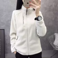 Casaco de gola polar reversível feminino, moletom casual, casaco com zíper solto, moletom de manga longa, moletom de inverno