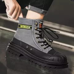 Botas de lona anticolisão masculinas, botas masculinas ao ar livre, sapatos militares, biqueira, algodão, nova moda, inverno, 2023 - loja online
