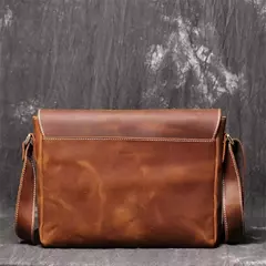 Retro masculino de couro genuíno de um ombro saco de cabeça camada de couro cruz estilo grande capacidade ocasional saco do mensageiro na internet