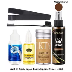 Impermeável Lace Wig Glue para peruca frontal, Cola de cabelo adesiva líquida, Bastão de cera, Lace Tint Spray, Elastic Melt Band, 38ml - loja online