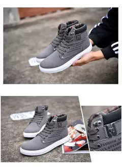 Sapato retrô de skate plataforma masculino, bota casual com renda, top alto, versão coreana, nova moda, outono, 2022