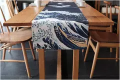 Simples chinês Lotus Table Runner, japonês Wave Table Flag, Koi Fish Toalha de Mesa, Acessórios para Cerimônia do Chá, Estilo Nacional