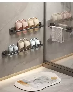 Wall Mounted Slipper Rack para Banheiro, Rack de armazenamento, Quarto, Chuveiro, Banho Chinelos Cabide, Babouche Organizador, Sem Perfuração - loja online