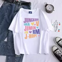 T-shirt estampada Bts para homens e mulheres, Jungkook, Jimin, V, J-Hope, manga curta, moda casual, qualidade superior na internet