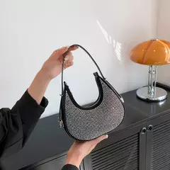 Bolsas transversais de couro PU de diamantes corrente para mulheres monocromáticas bolsas de ombro de verão femininas - comprar online