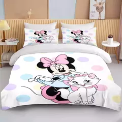 Disney-Minnie Mouse Impresso Conjunto de Cama para Crianças e Adultos, Capa de Edredão, Consolador, Fronha, Rosa, Rei, Amor, Desenhos Animados, Meninos, Meninas, Adultos, Presente