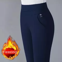 Calça lápis de lã feminina, roupa formal, roupa feminina fina, elástico longo básico, senhora preta do escritório, outono, inverno - Wolf Magazine