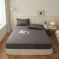 Kuup-Poliéster Equipado lençol e fronhas, monocromático, elástico, em torno da tampa do colchão, cama queen size, 3pcs
