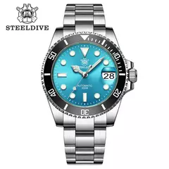 STEELDIVE-Relógio Automático Masculino, Relógios de Mergulho, Moldura Cerâmica Verde, Vidro Sapphire, Mostrador Preto, 300m Impermeável, SD1953 - Wolf Magazine