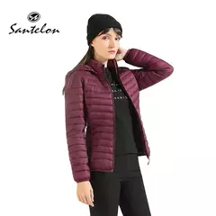 Jaqueta Santelon feminina ultraleve acolchoada com capuz removível parka ao ar livre quente e leve com bolsa de armazenamento - comprar online