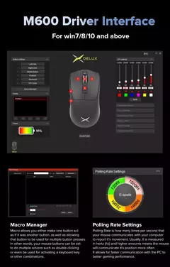 Delux-M600 Mouse sem fio para jogos, Macro Mice recarregável para PC Gamer, leve, conexão de modo duplo, 2.4G, 49g, PMW3325 - Wolf Magazine