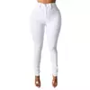 Calça Jeans lavada de cintura alta feminina com zíper, bolsos de botão Fly, lápis jeans monocromático, streetwear