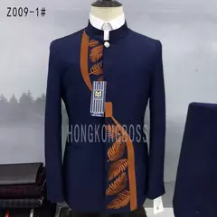 Conjunto de terno de túnica masculino single breasted stand colarinho, blazers, jaqueta, calças, boutique, moda casual, casaco, calças, 2 peças, 2023
