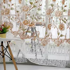 Peony Tule Cortinas para Porta e Janela da Cozinha, Jacquard Sheer Voile, Cortinas de Fios, Sala e Quarto, 100x200cm, Y, 1PC - Wolf Magazine